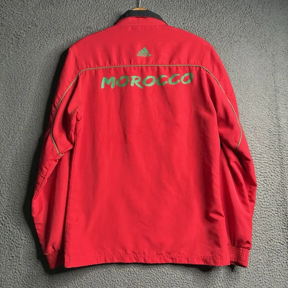 Adidas Track Jacket Mens Small Red Morocco Soccer National Team Full Zip